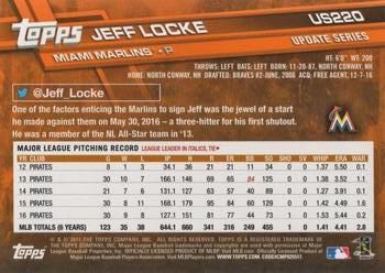 2017 Topps Update #US220 Jeff Locke Back