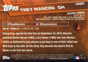 2017 Topps Update #US227 Trey Mancini Back