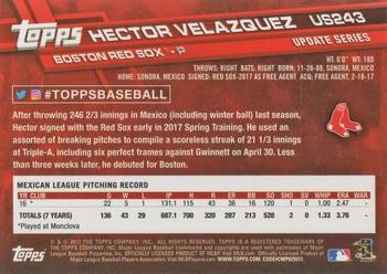 2017 Topps Update #US243 Hector Velazquez Back