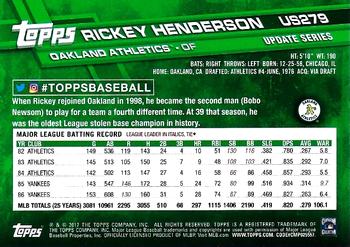 2017 Topps Update #US279 Rickey Henderson Back
