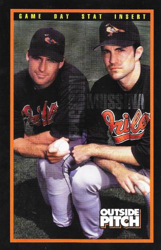 1999 Baltimore Orioles Outside Pitch Game Day Stat Inserts #NNO Scott Erickson / Mike Mussina Front