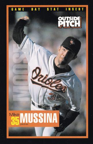 1999 Baltimore Orioles Outside Pitch Game Day Stat Inserts #NNO Mike Mussina Front