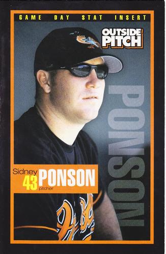 1999 Baltimore Orioles Outside Pitch Game Day Stat Inserts #NNO Sidney Ponson Front