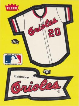 1985 Fleer - Team Stickers Blank Back #NNO Baltimore Orioles Jersey Front