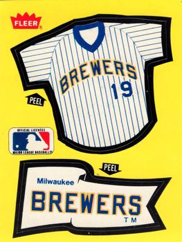 1985 Fleer - Team Stickers Blank Back #NNO Milwaukee Brewers Jersey Front