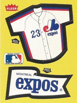 1985 Fleer - Team Stickers Blank Back #NNO Montreal Expos Jersey Front