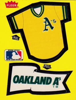 1985 Fleer - Team Stickers Blank Back #NNO Oakland Athletics Jersey Front