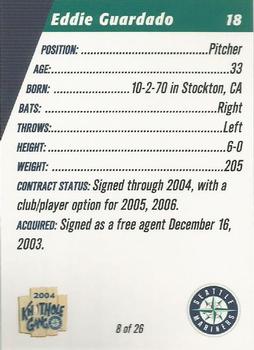 2004 Knothole Gang Seattle Mariners #8 Eddie Guardado Back