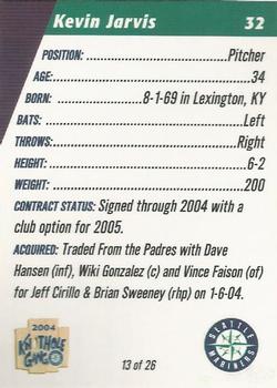 2004 Knothole Gang Seattle Mariners #13 Kevin Jarvis Back