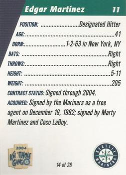 2004 Knothole Gang Seattle Mariners #14 Edgar Martinez Back