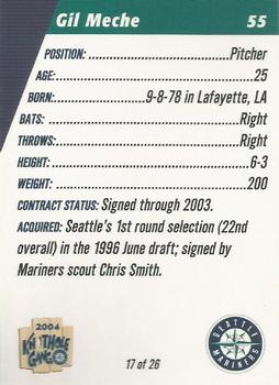 2004 Knothole Gang Seattle Mariners #17 Gil Meche Back