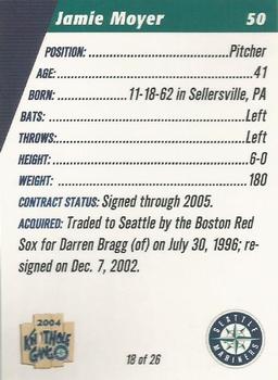 2004 Knothole Gang Seattle Mariners #18 Jamie Moyer Back