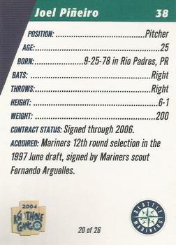 2004 Knothole Gang Seattle Mariners #20 Joel Pineiro Back