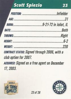 2004 Knothole Gang Seattle Mariners #23 Scott Spiezio Back