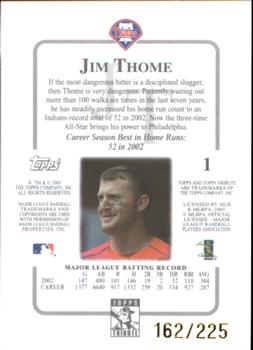2003 Topps Tribute Contemporary - Red #1 Jim Thome Back
