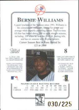 2003 Topps Tribute Contemporary - Red #8 Bernie Williams Back