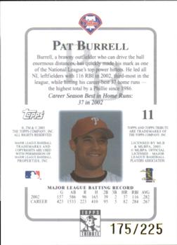 2003 Topps Tribute Contemporary - Red #11 Pat Burrell Back
