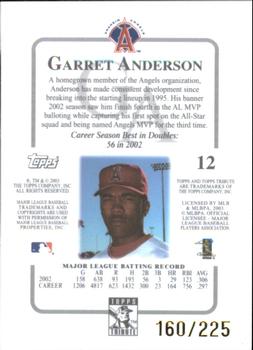 2003 Topps Tribute Contemporary - Red #12 Garret Anderson Back