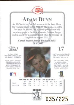 2003 Topps Tribute Contemporary - Red #17 Adam Dunn Back
