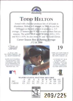 2003 Topps Tribute Contemporary - Red #19 Todd Helton Back