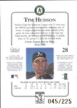 2003 Topps Tribute Contemporary - Red #28 Tim Hudson Back