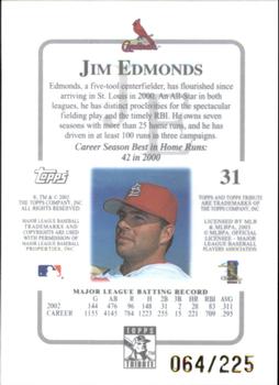 2003 Topps Tribute Contemporary - Red #31 Jim Edmonds Back