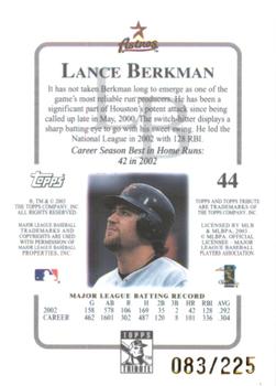 2003 Topps Tribute Contemporary - Red #44 Lance Berkman Back