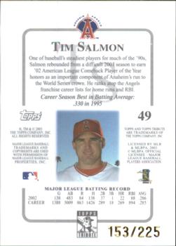 2003 Topps Tribute Contemporary - Red #49 Tim Salmon Back