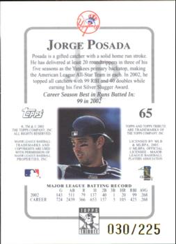 2003 Topps Tribute Contemporary - Red #65 Jorge Posada Back