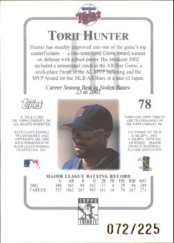 2003 Topps Tribute Contemporary - Red #78 Torii Hunter Back