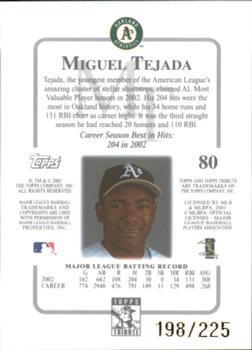 2003 Topps Tribute Contemporary - Red #80 Miguel Tejada Back