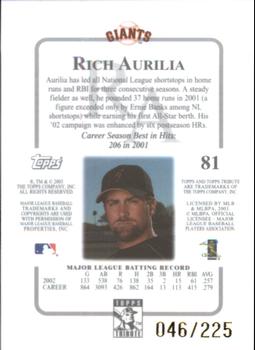 2003 Topps Tribute Contemporary - Red #81 Rich Aurilia Back