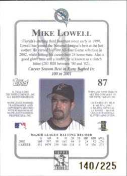 2003 Topps Tribute Contemporary - Red #87 Mike Lowell Back