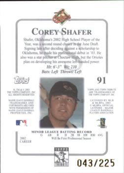 2003 Topps Tribute Contemporary - Red #91 Corey Shafer Back
