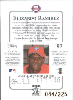 2003 Topps Tribute Contemporary - Red #97 Elizardo Ramirez Back