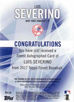 2017 Finest - Finest Autographs #FA-LS Luis Severino Back