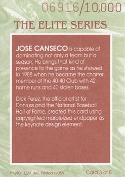 1991 Donruss - The Elite Series #3 Jose Canseco Back