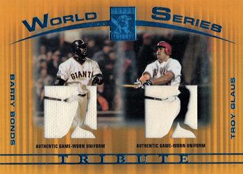2003 Topps Tribute Contemporary - World Series Double Relics Gold #BG Barry Bonds / Troy Glaus Front
