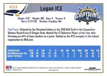 2017 Grandstand Lake County Captains #NNO Logan Ice Back