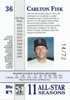 2003 Topps Tribute Perennial All-Star Edition - Gold #36 Carlton Fisk Back