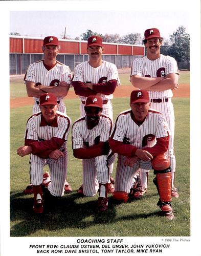 1988 Tastykake Philadelphia Phillies #NNO Claude Osteen / Del Unser / John Vukovich / Dave Bristol / Tony Taylor / Mike Ryan Front
