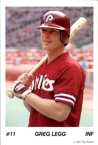1987 Tastykake Philadelphia Phillies #NNO Greg Legg Front