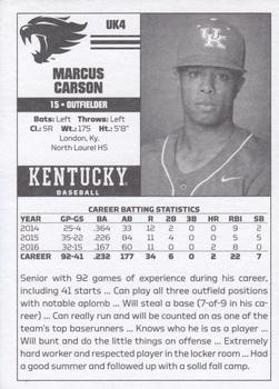 2017 Kentucky Wildcats #4 Marcus Carson Back