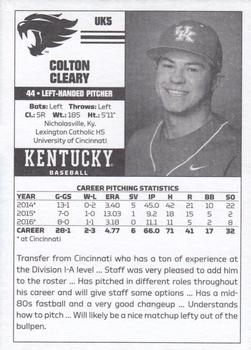 2017 Kentucky Wildcats #5 Colton Cleary Back