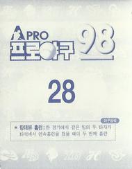 1998 Pro Baseball Stickers #28 Ho-Sung Lee Back