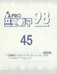 1998 Pro Baseball Stickers #45 Ji-Hyun Yoo Back