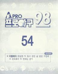 1998 Pro Baseball Stickers #54 Seung-Nam Jun Back