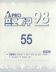 1998 Pro Baseball Stickers #55 Bong-Chul Dong Back