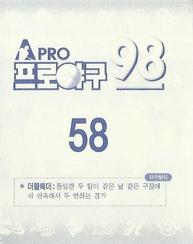 1998 Pro Baseball Stickers #58 Ki-Beom Kim Back