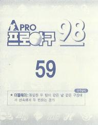 1998 Pro Baseball Stickers #59 Moon-Hee Heo Back